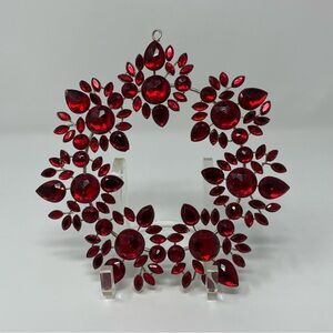 Christmas Holiday Red Jeweled Wreath Ornament 6 inches